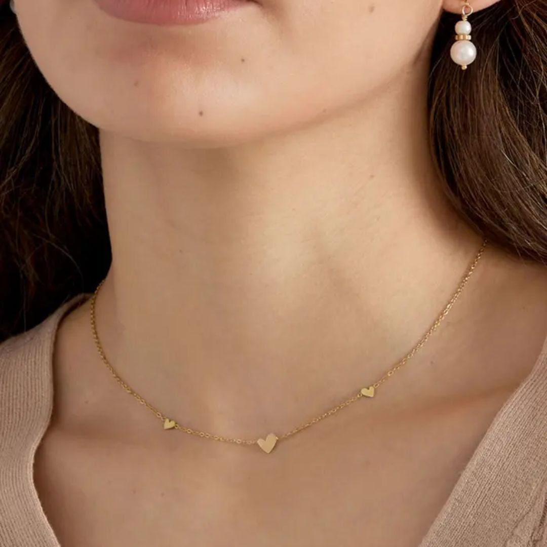 Damen Halskette 'Herzen' gold