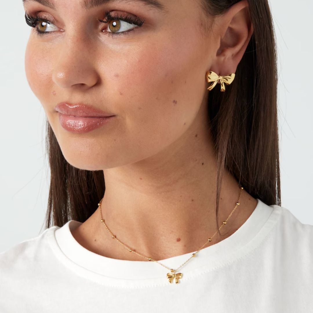 Damen Halskette 'Bow and Balls' gold VAR2