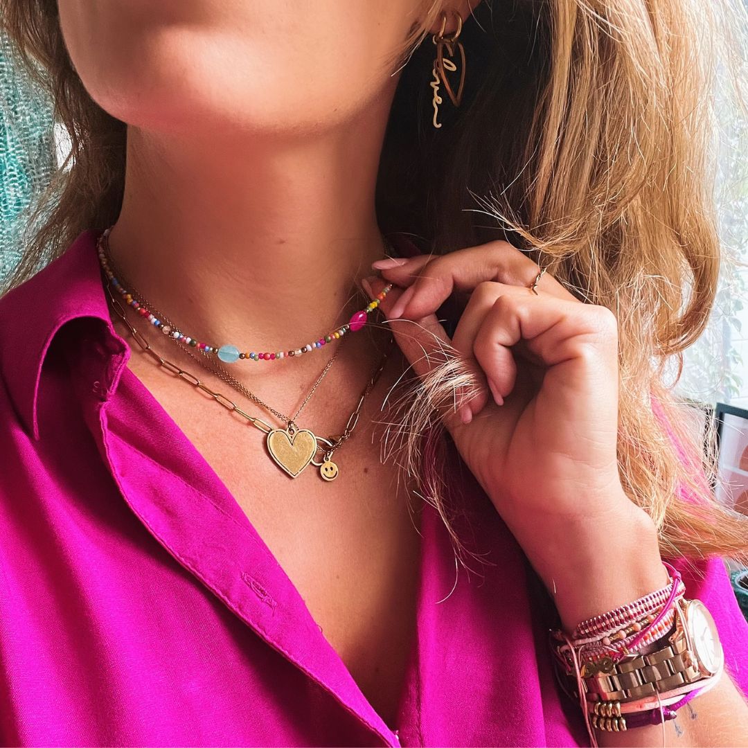 Damen Halskette mit Smiley gold