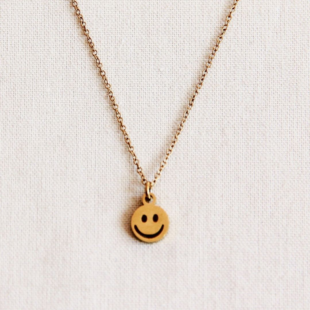 Damen Halskette mit Smiley gold