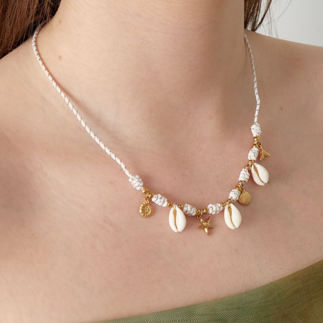 Damen Halskette 'Beach Shells' weiß
