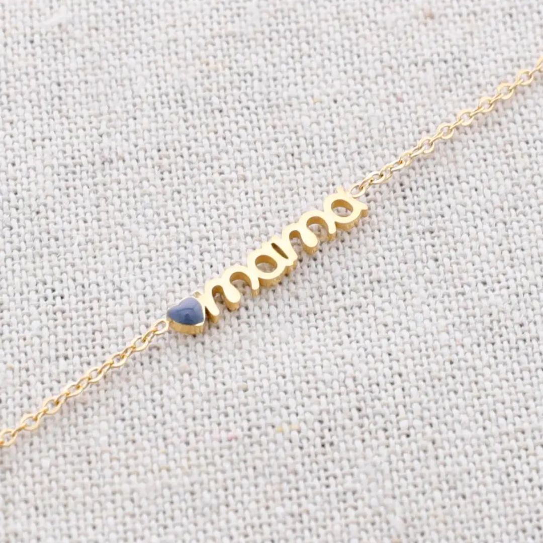 Damen Halskette 'Mama Herz' gold/blau