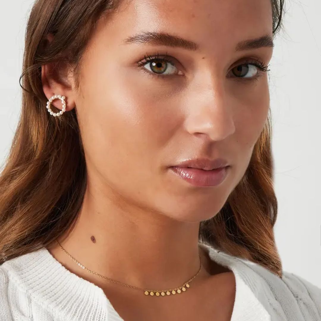 Damen Halskette 'runde Anhänger gold'