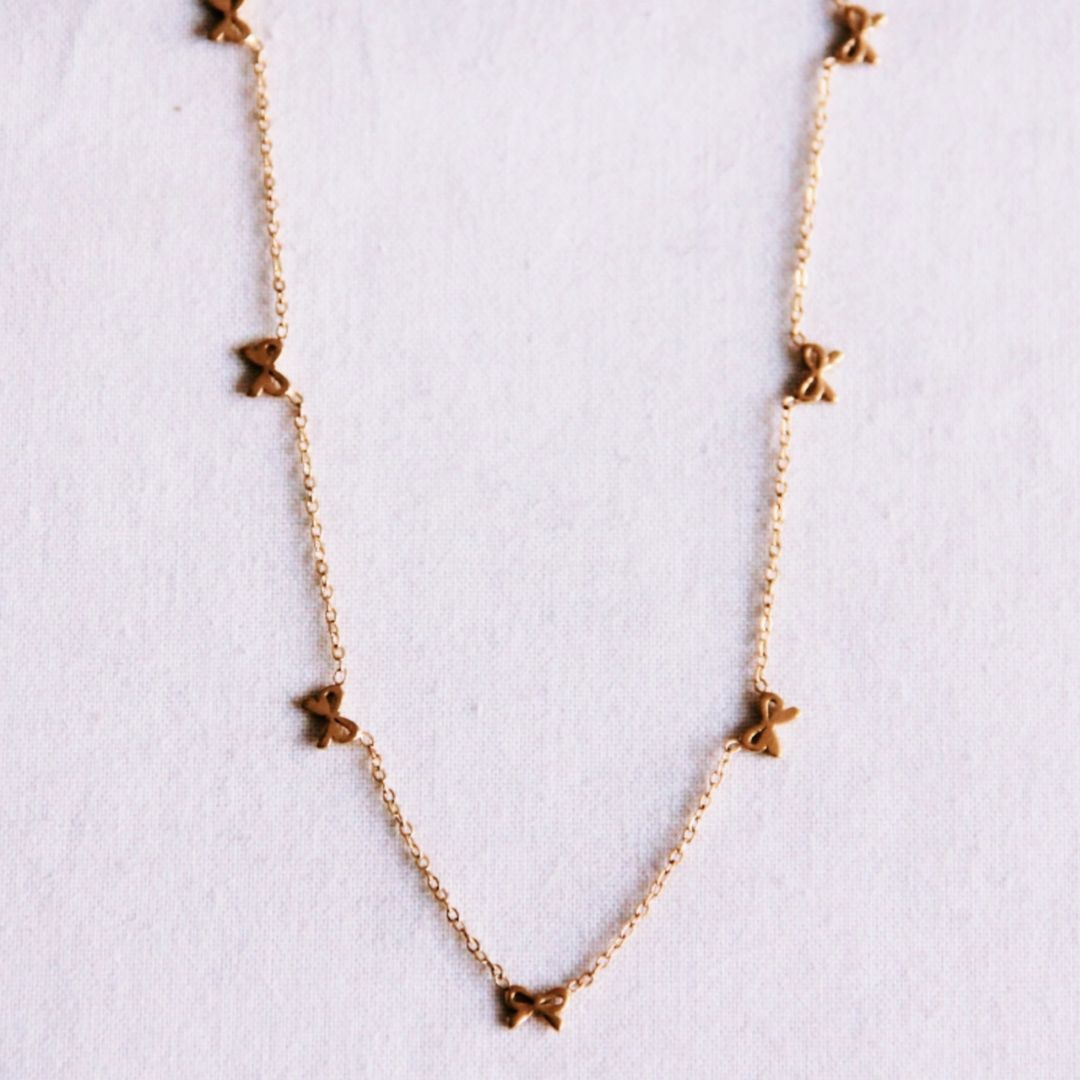 Damen Halskette 'Zarte Schleifen' gold