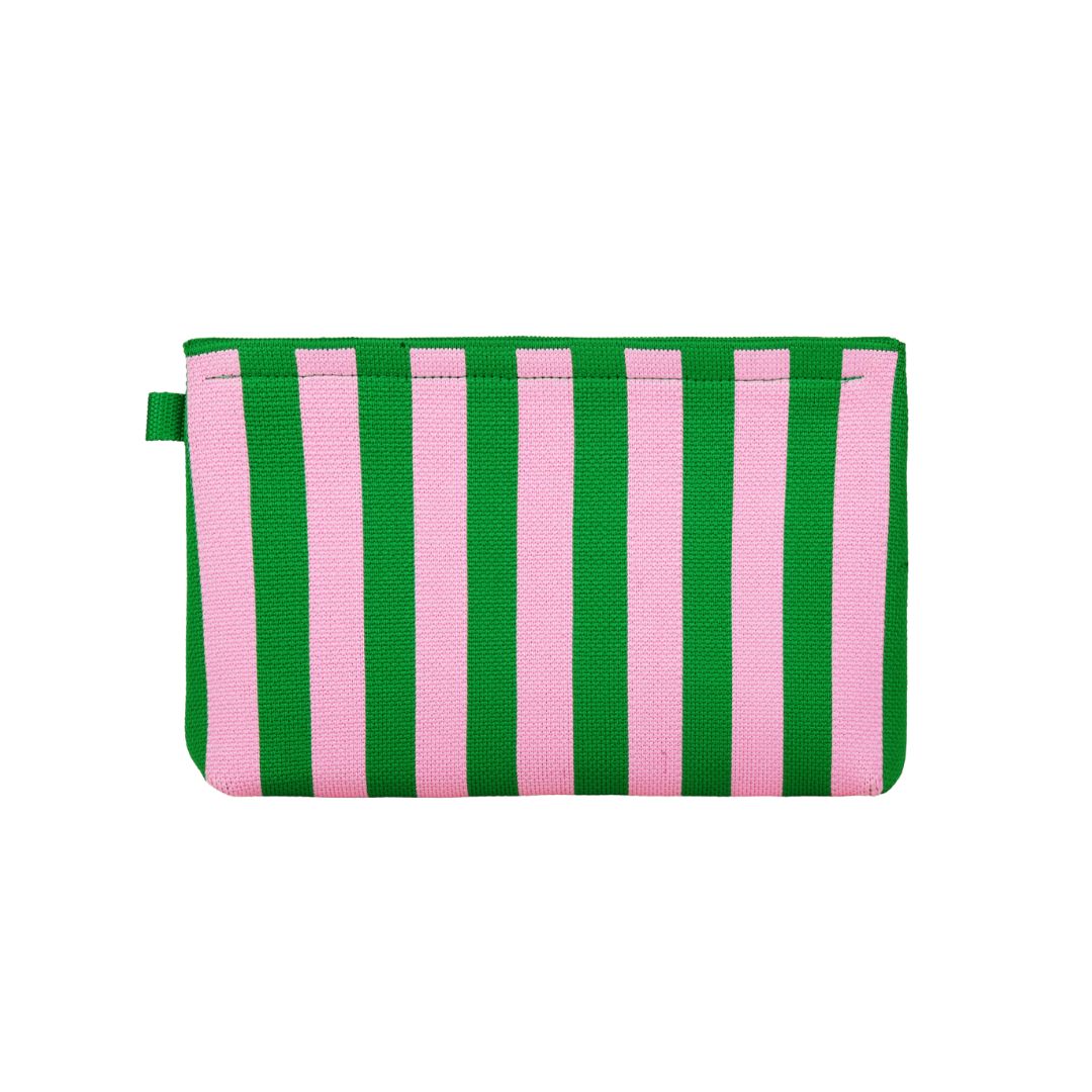 Make-up-Tasche gestreift grün/rosa