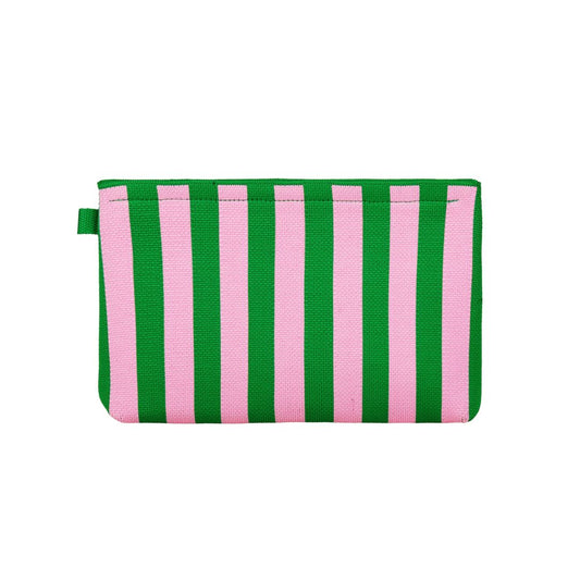 Make-up-Tasche gestreift grün/rosa