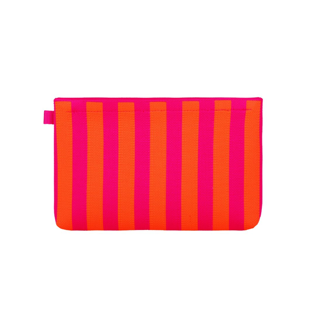 Make-up-Tasche gestreift orange/pink