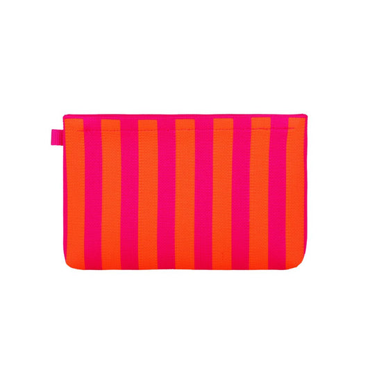 Make-up-Tasche gestreift orange/pink