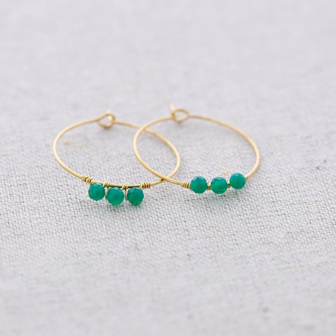 Damen Ohrringe Creolen Hoops 'Stone' grün