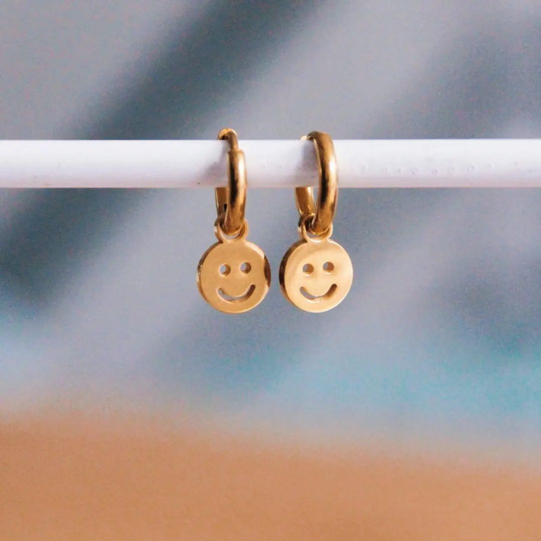 Damen Ohrringe 'Hoops mit Smiley gold