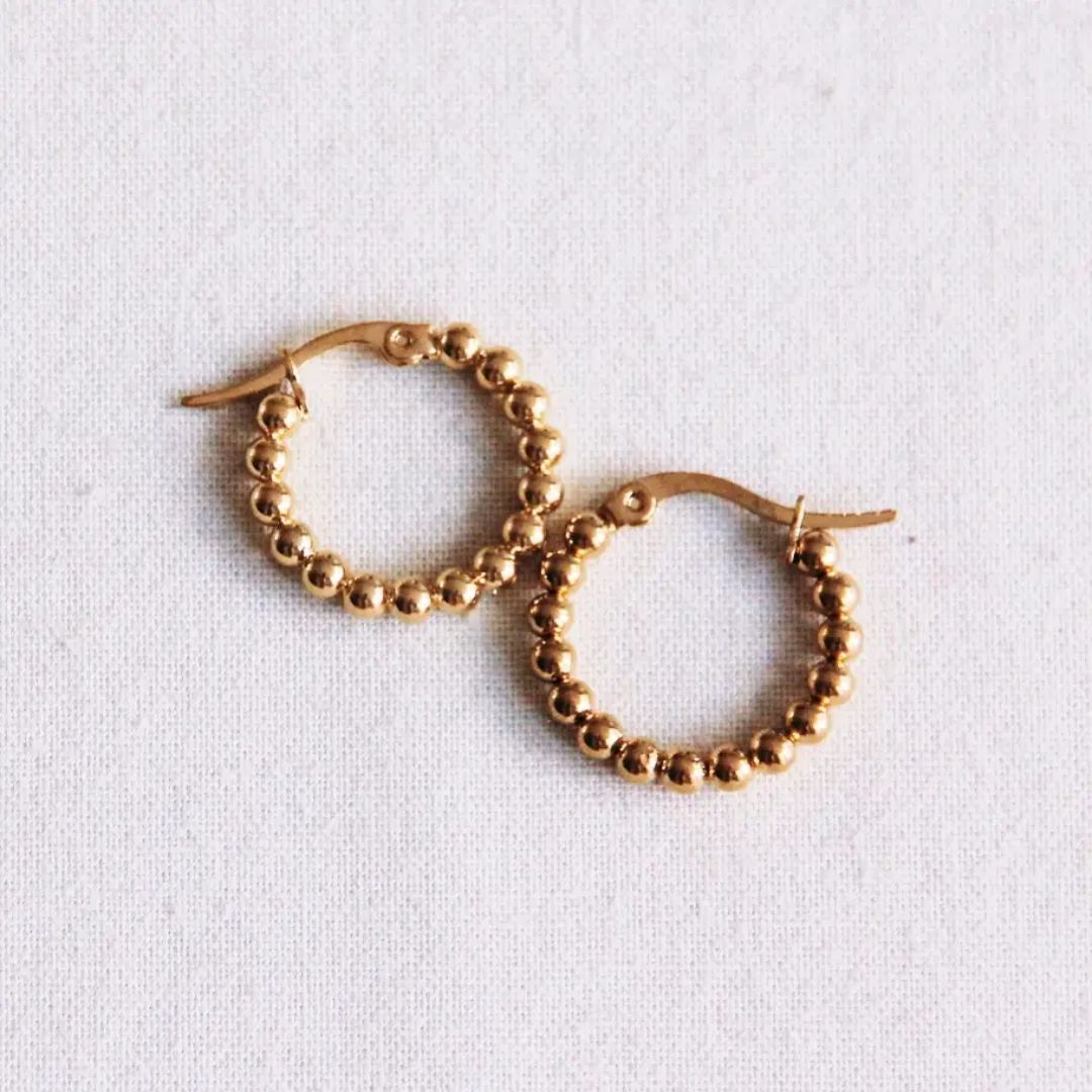 Damen Ohrringe Creolen 'Balls' 20 mm gold