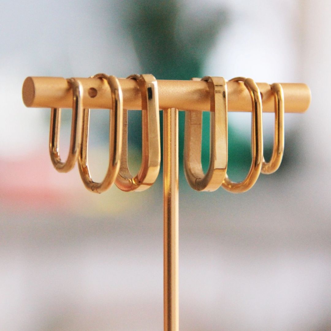 Damen Ohrringe Hoops Oval 'Basic' gold