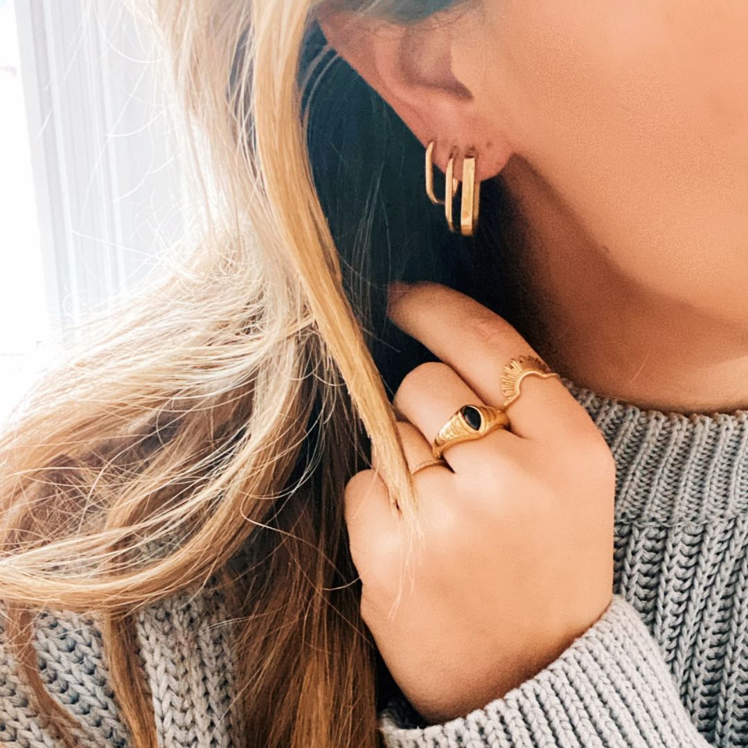 Damen Ohrringe Hoops Oval 'Basic' gold