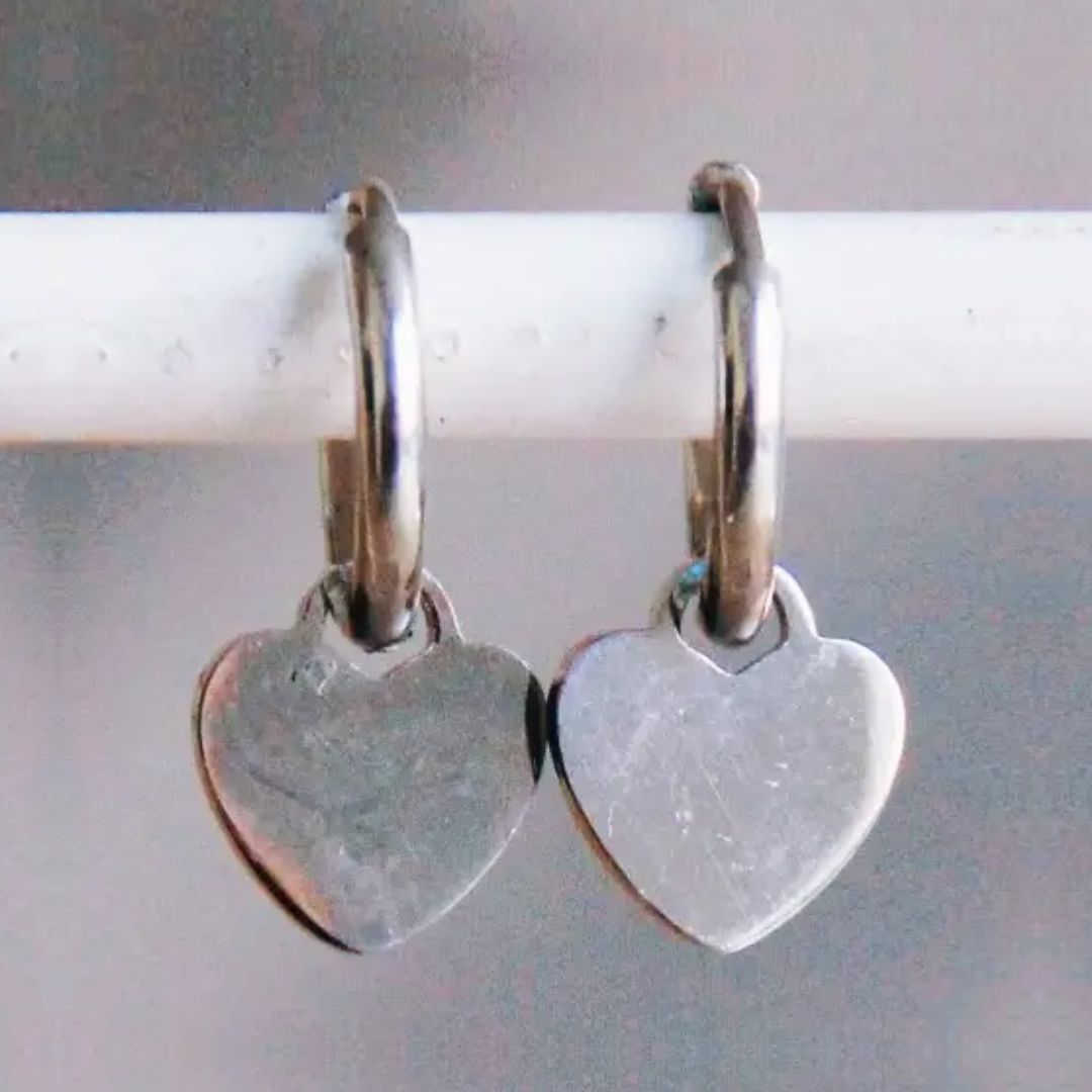 Damen Creolen mit Herzanhängern silber