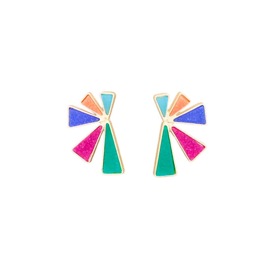 Damen Ohrringe 'Triangle' gold/multicolor