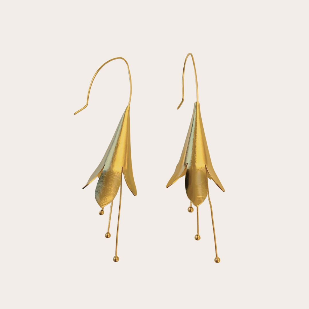 Damen Ohrringe Hänger 'Akula Floral' gold