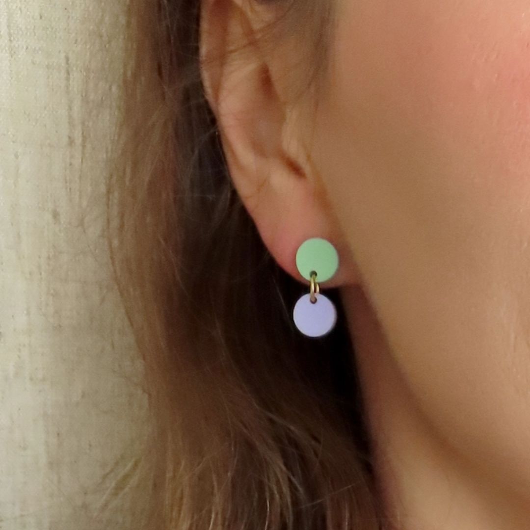 Damen Ohrringe Dotty orange/hellblau