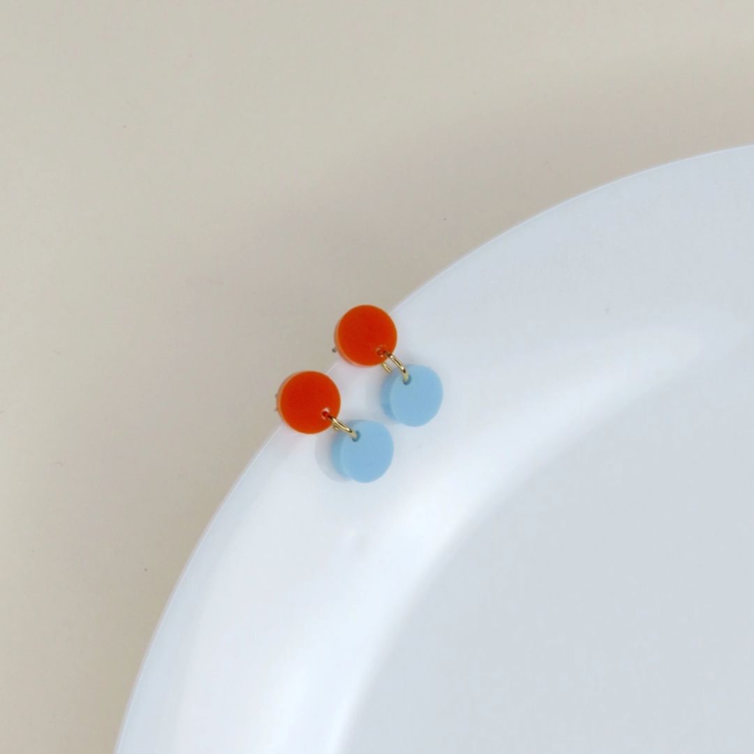Damen Ohrringe Dotty orange/hellblau