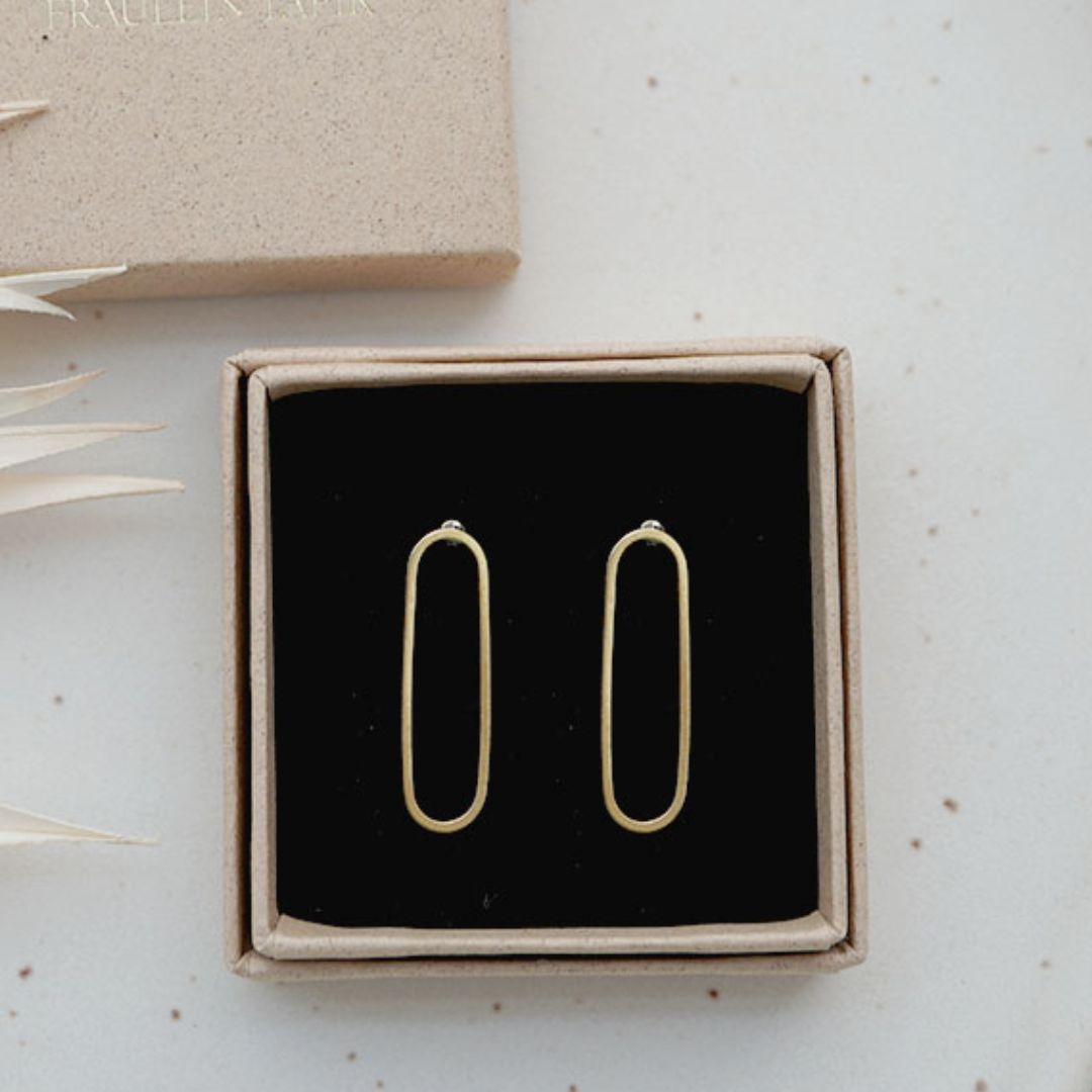 Damen Ohrstecker Oval goldfarben