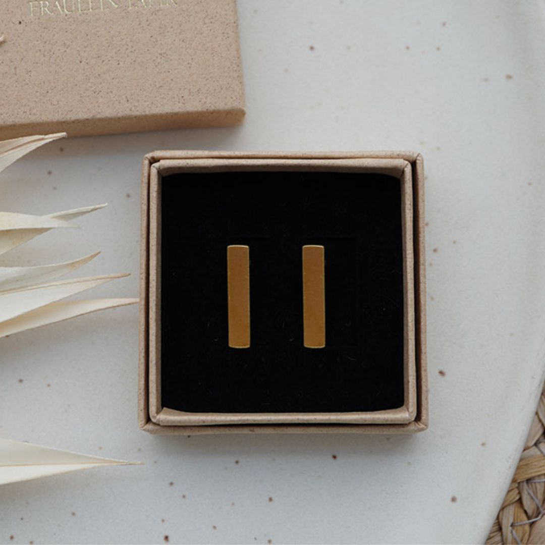 Damen Ohrstecker 'Bar' goldfarben