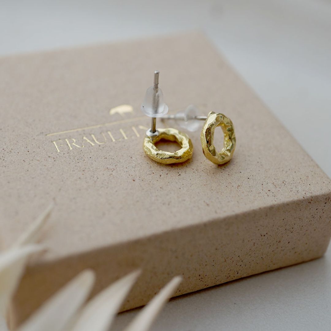 Damen Ohrringe Stecker 'Struktur' goldfarben