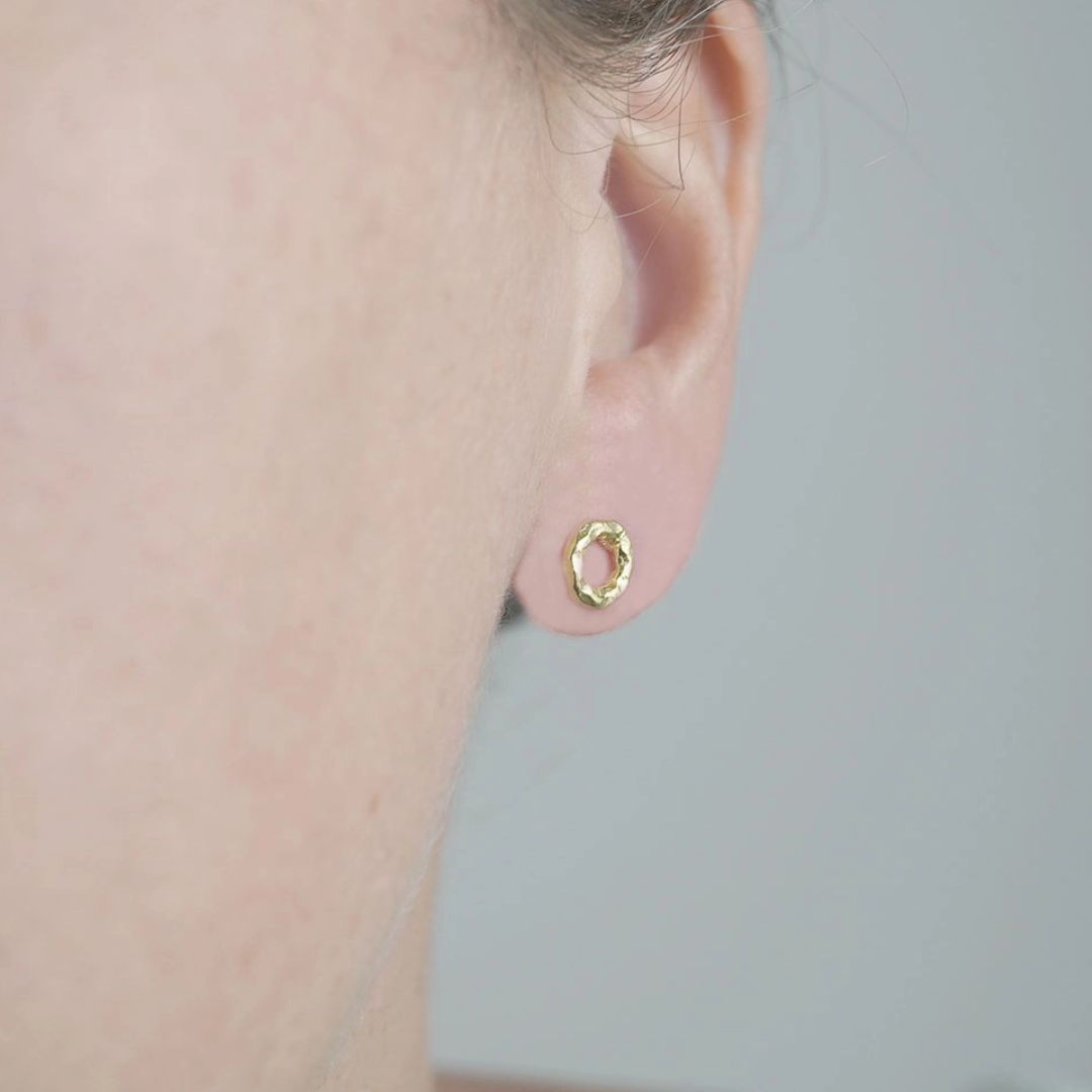Damen Ohrringe Stecker 'Struktur' goldfarben