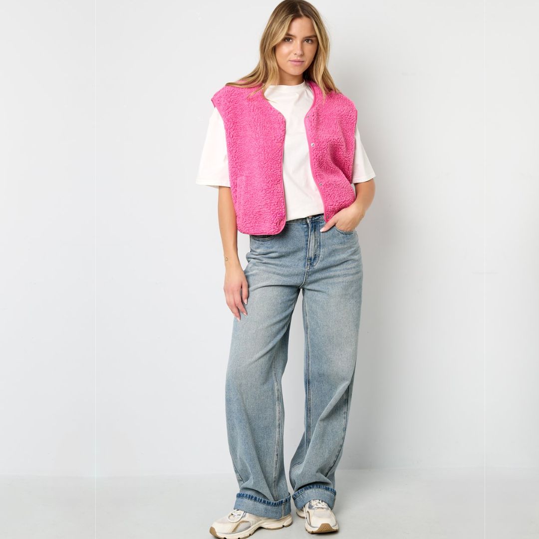 Damen Sherpa Weste pink