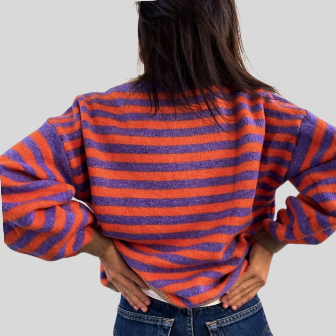 Damen Pullover 'Stripes' lila/orange