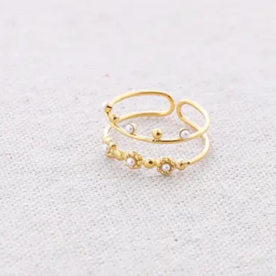 Damen Ring 'Double Jewels' gold/weiß