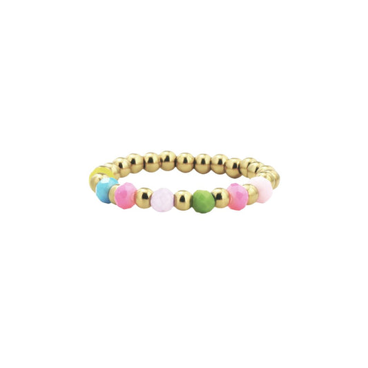 Damen Ring gold mit Buntglasperlen 17.5