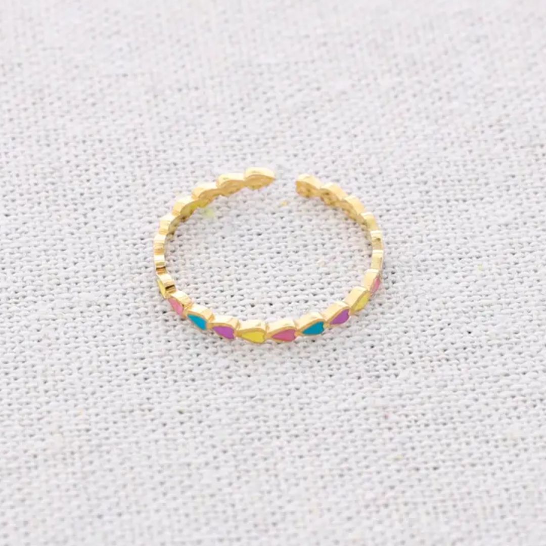 Damen Ring offen 'Shapes' gold/mehrfarbig