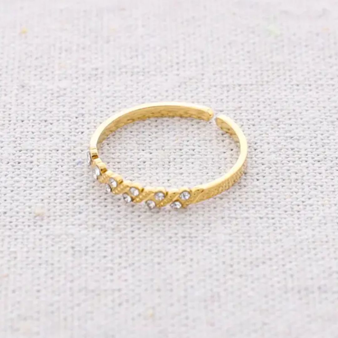 Damen Ring 'Perlitas' gold/kristall