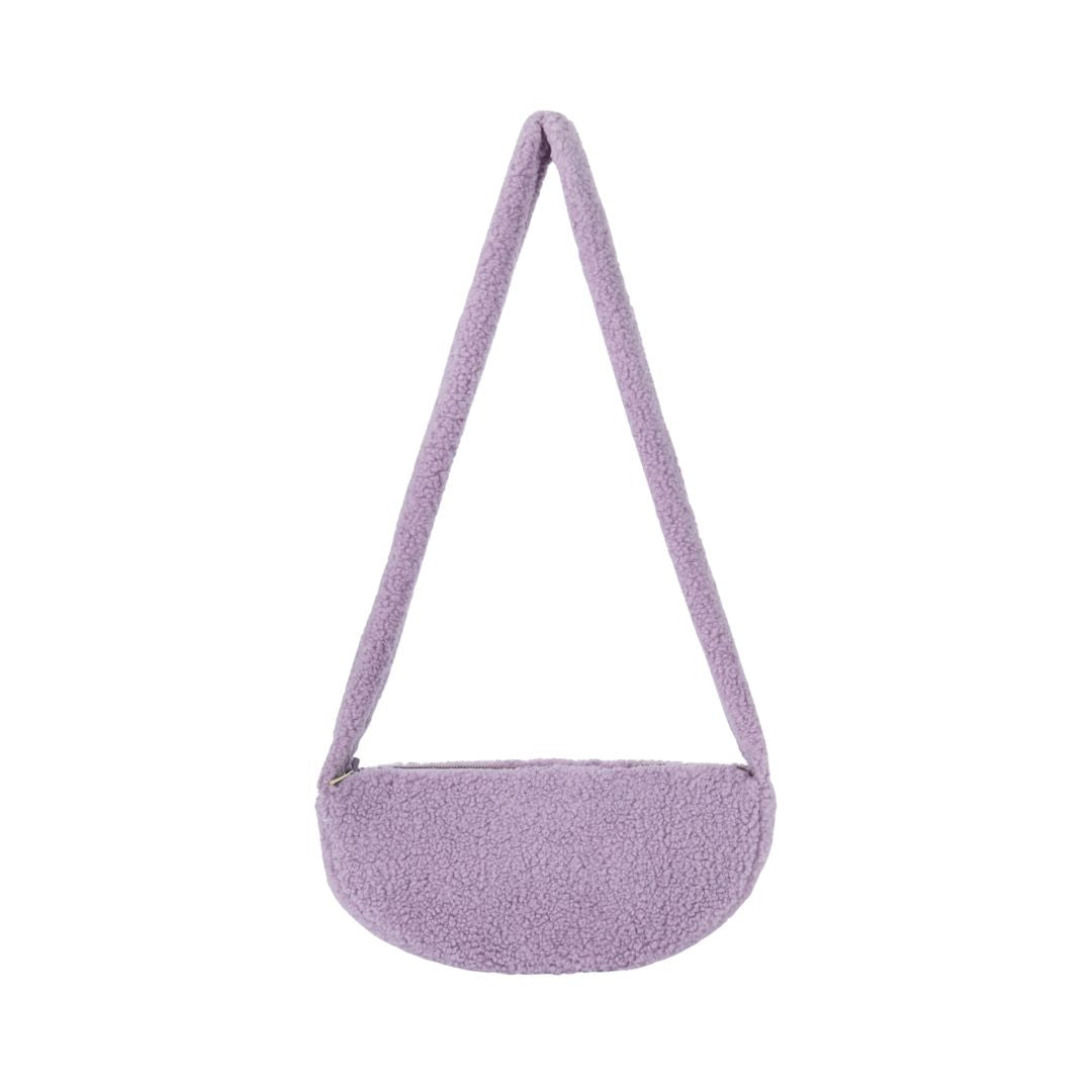 Damen Umhängetasche Hipbag Teddyfell lila