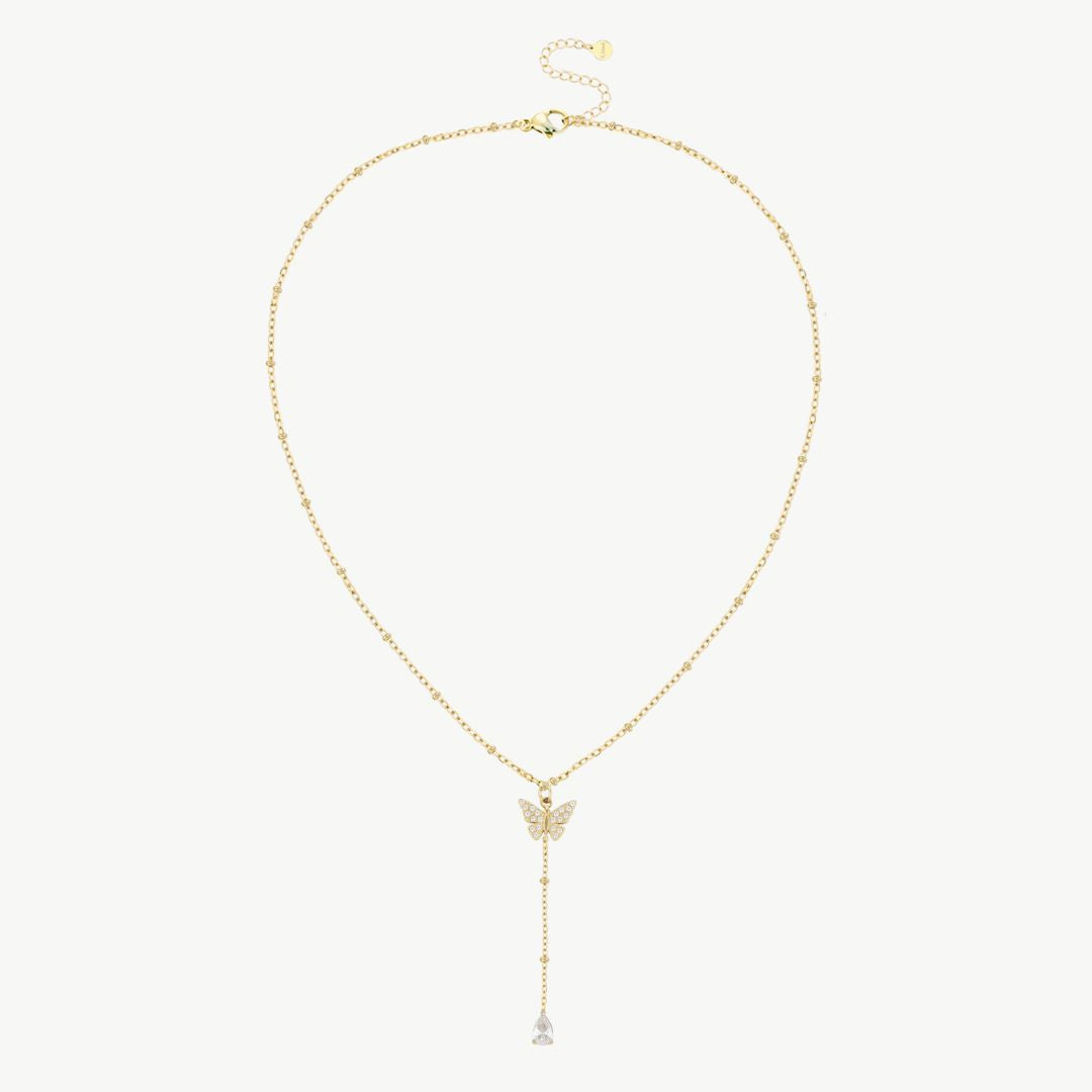 Damen Zirkon Halskette gold mit Schmetterling Anhänger
