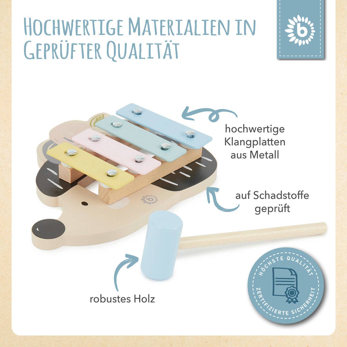 Mini Xylophon aus Holz 'Igel'