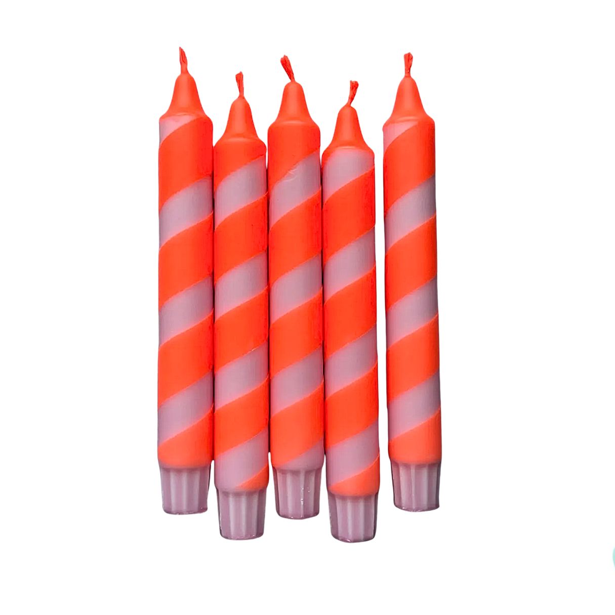 Dip Dye Kerzen 'Swirl neonorange-rosa'