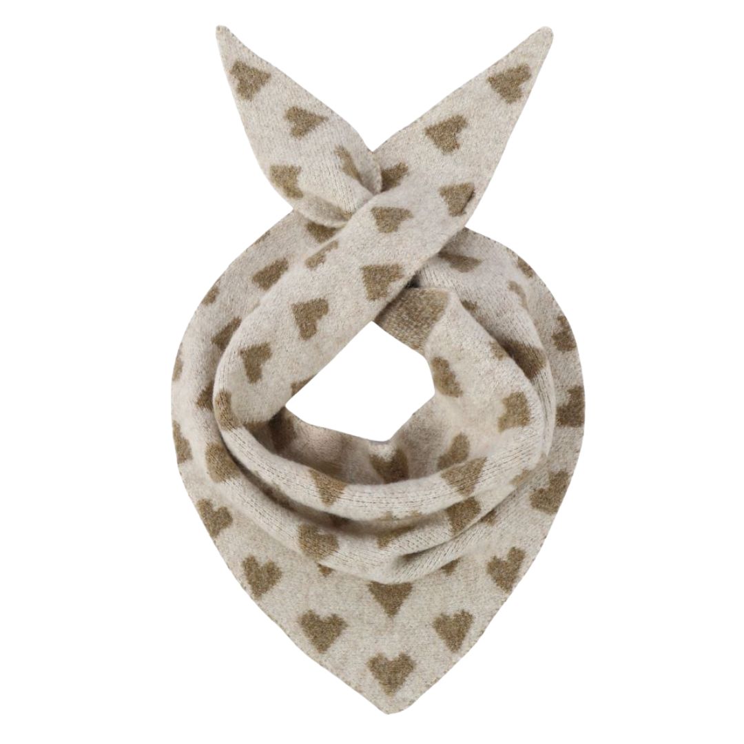 Dreiecksschal mit Herzmuster beige