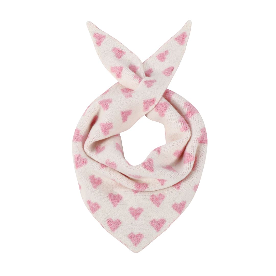 Dreiecksschal mit Herzmuster rosa