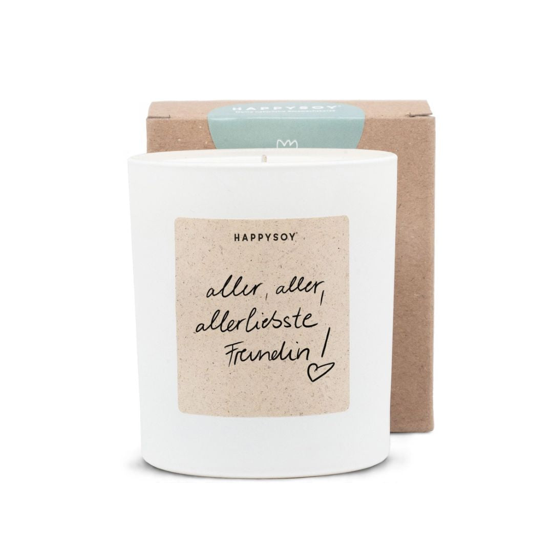 Duftkerze 'allerliebste Freundin' weiß