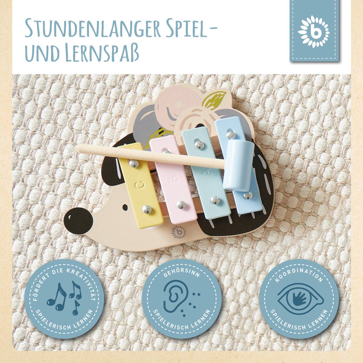 Mini Xylophon aus Holz 'Igel'