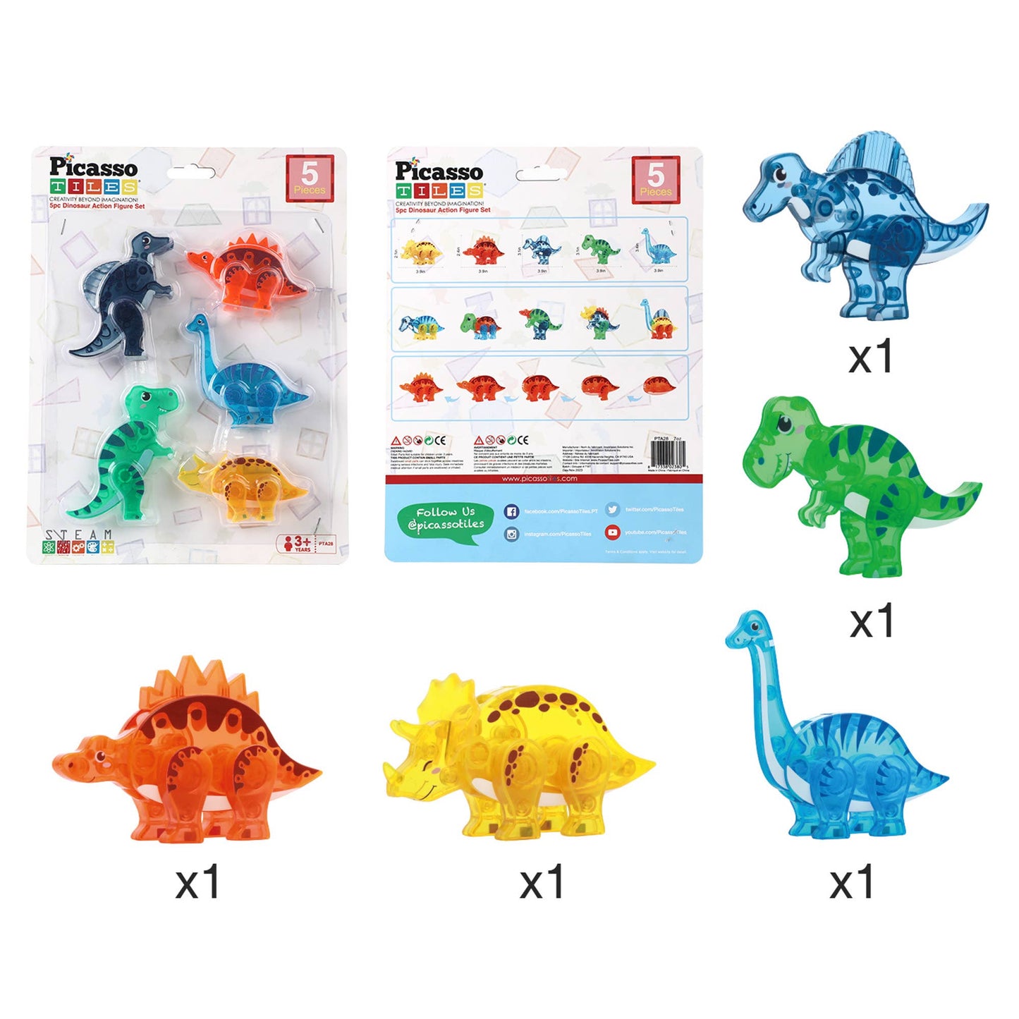 Magnetische Dinosaurier Figuren-Set 5-teilig