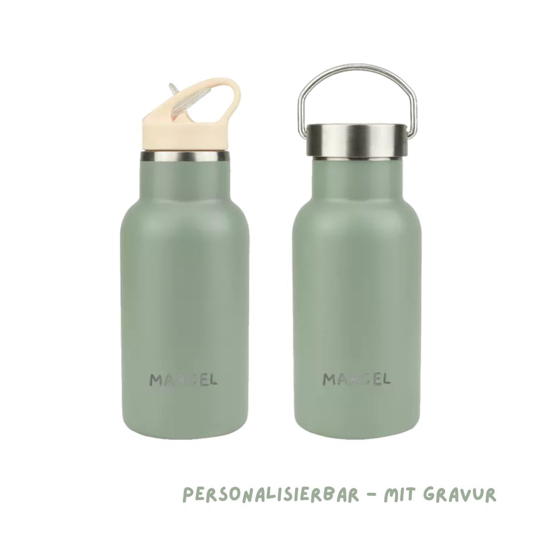 Edelstahl Trinkflasche 350 ml grün personalisierbar mit Gravur