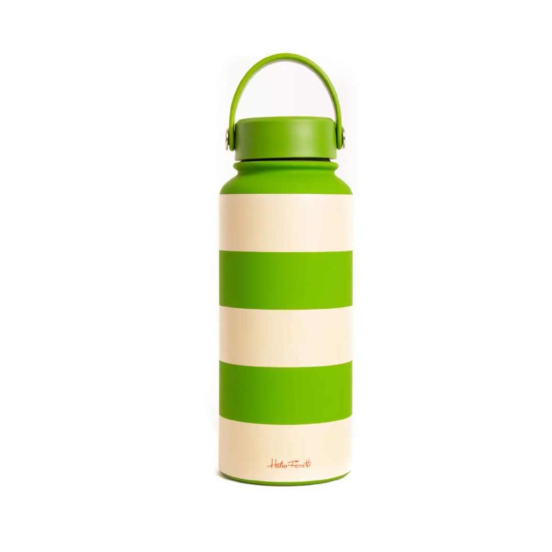 Edelstahlflasche 'Jungle' gestreift grün/beige