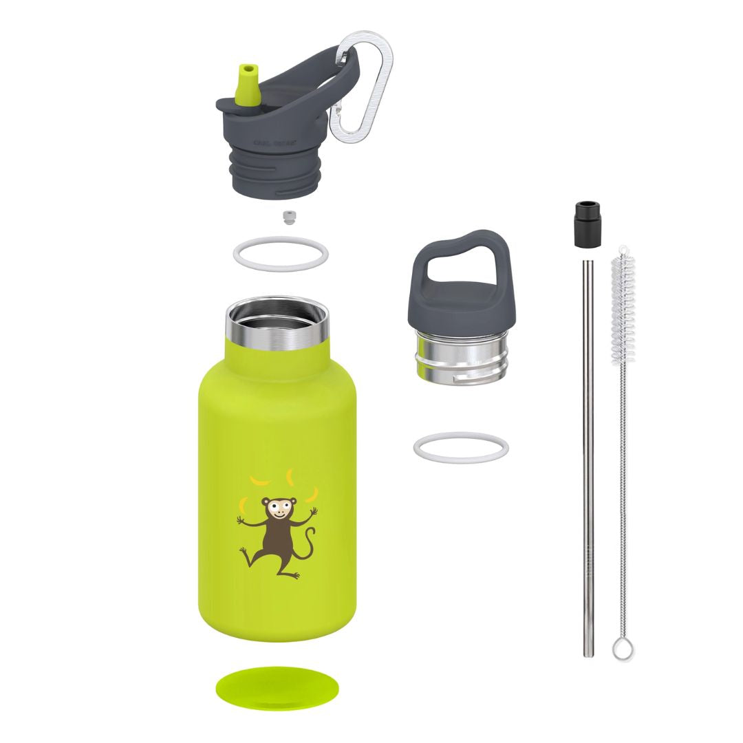 TempFlask Edelstahlflasche Kinder 'Affe' grün 0,35 L