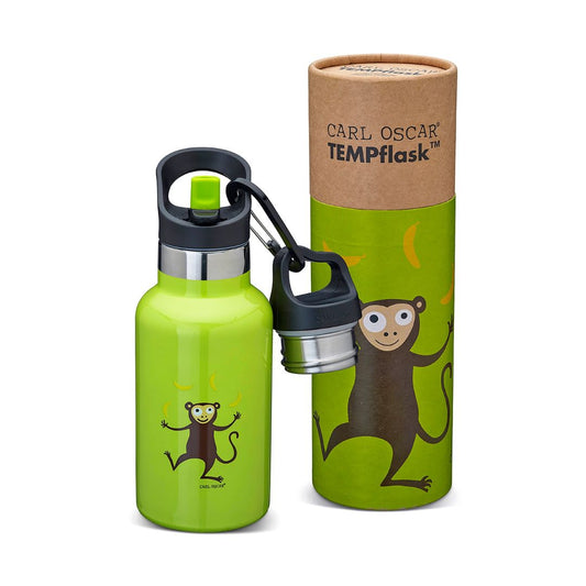 TempFlask Edelstahlflasche Kinder 'Affe' grün 0,35 L