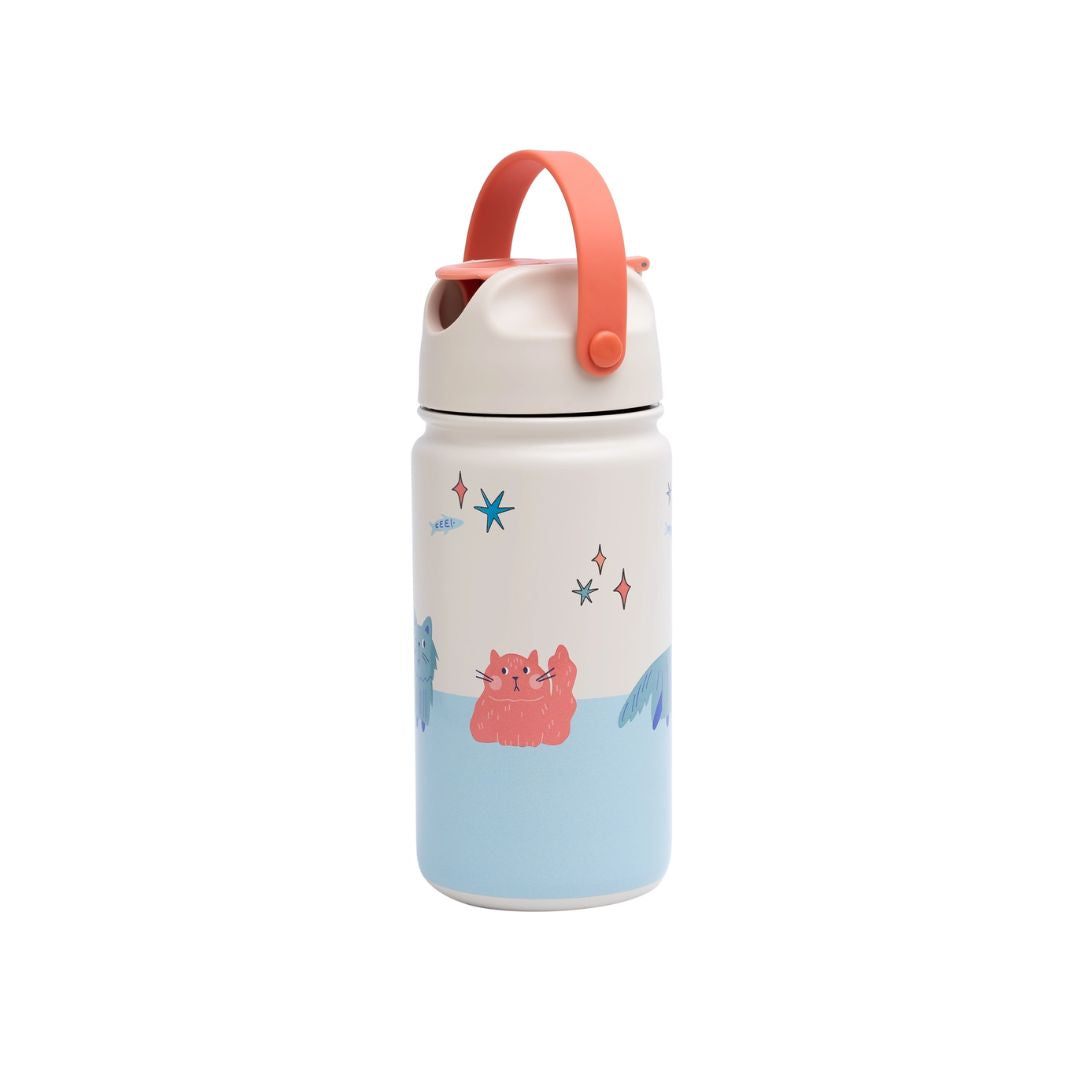 Trinkflasche aus Edelstahl 'Sanftmütige Katzen' 420 ml