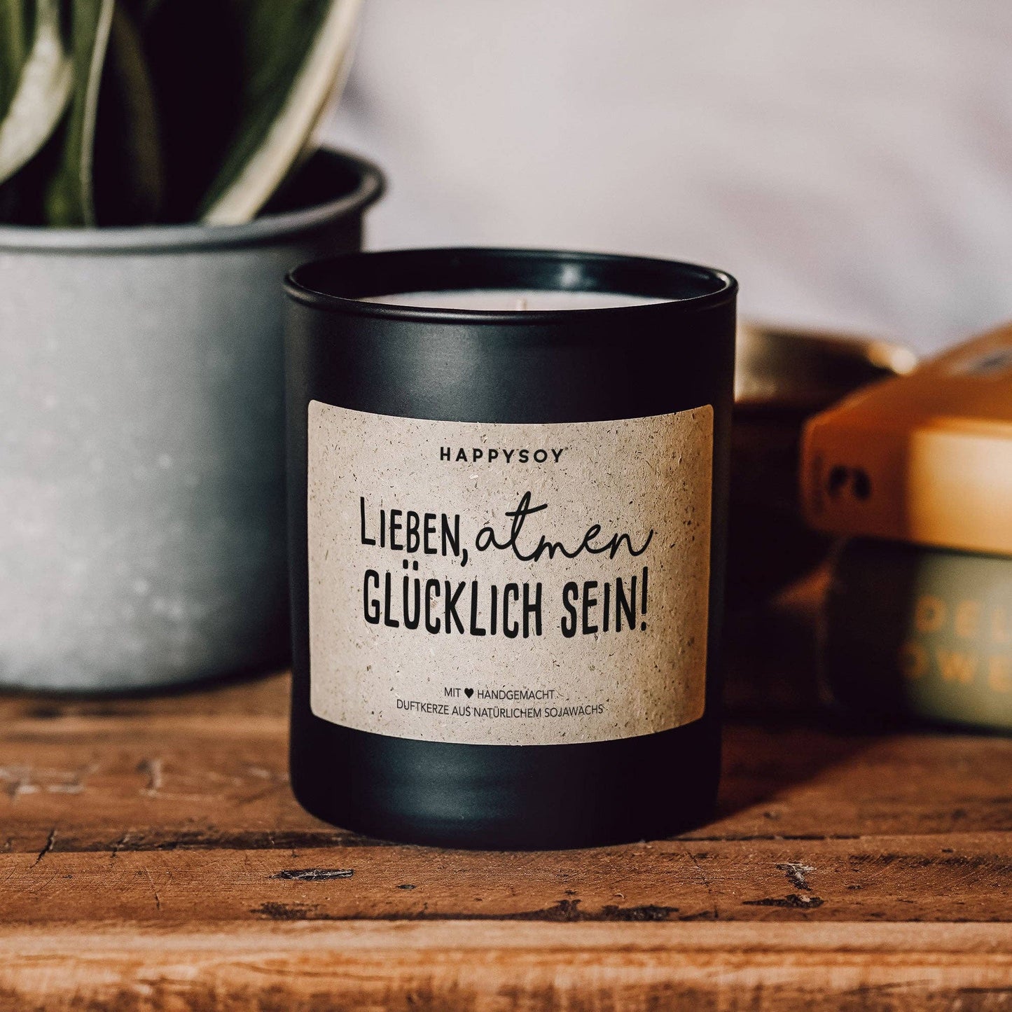 Duftkerze 'Lieben, atmen, glücklich sein'