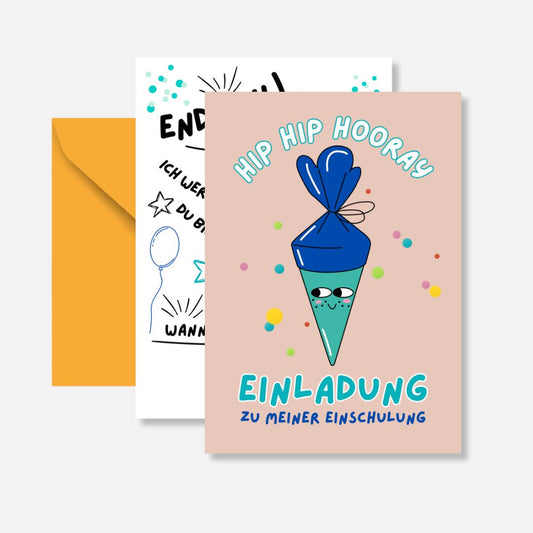 Einladungskarten 'Zu meiner Einschulung' 10 Stück mit Briefumschlag