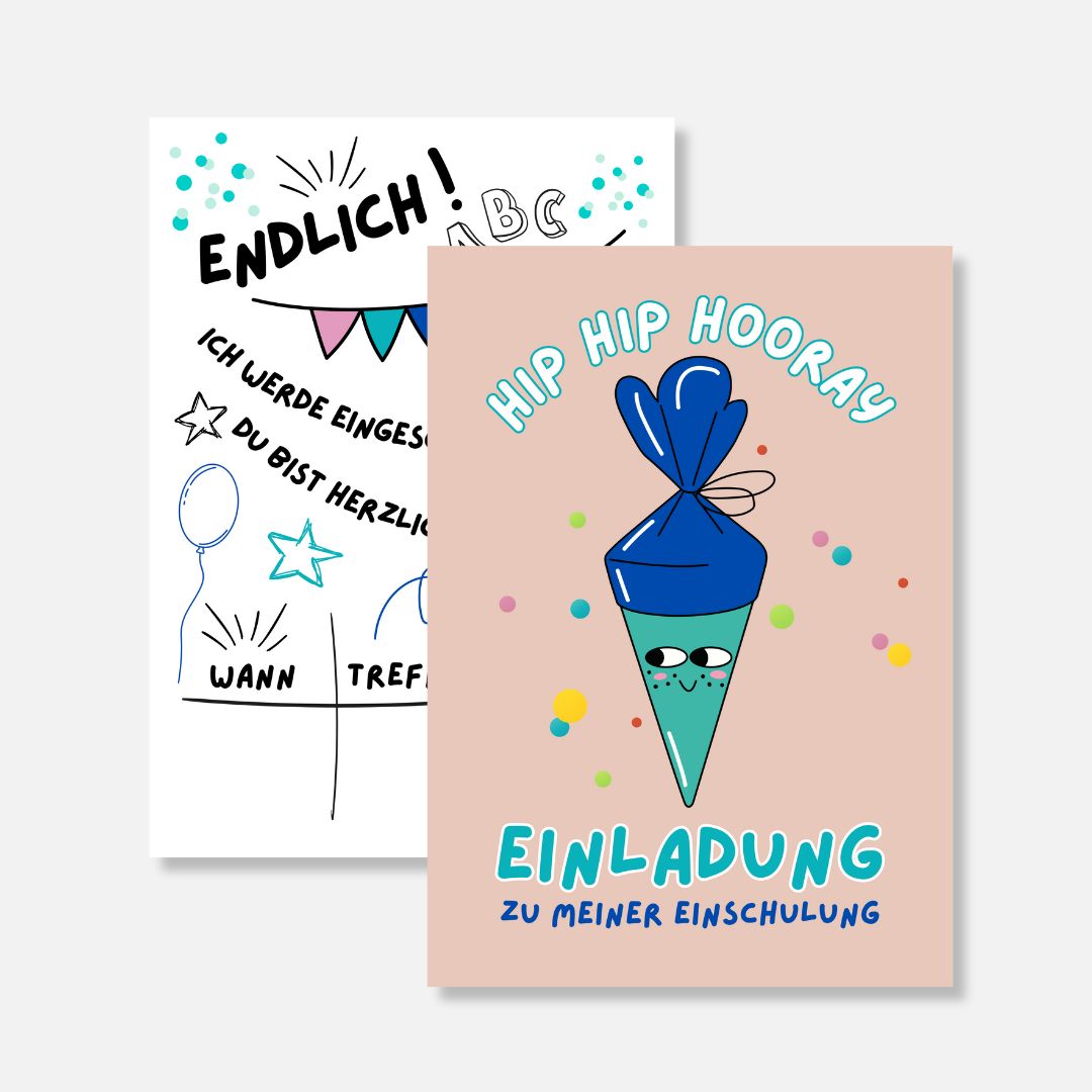 Einladungskarten 'Zu meiner Einschulung' 10 Stück mit Briefumschlag