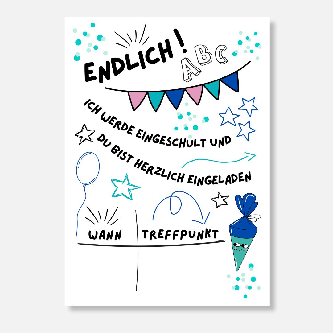 Einladungskarten 'Zu meiner Einschulung' 10 Stück mit Briefumschlag